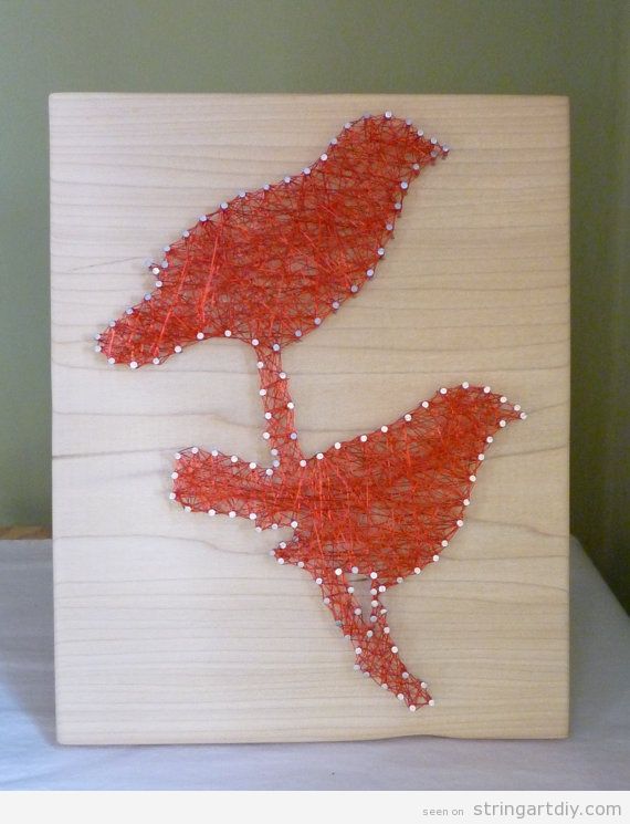 Love Bird String Art on wood