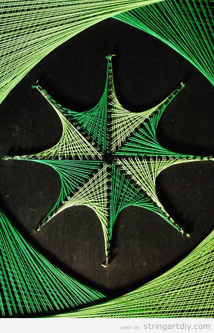 Geometric Wall String Art in green