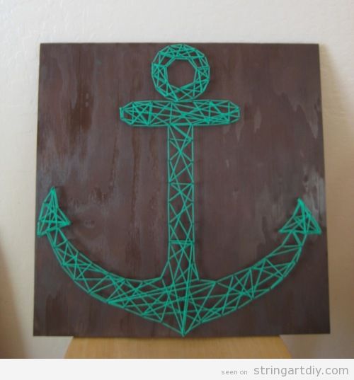 Anchor shaped Wall String Art - String Art DIYString Art DIY