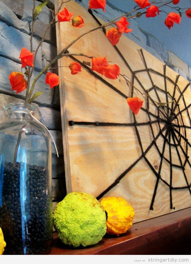 Spiderweb String Art for Halloween