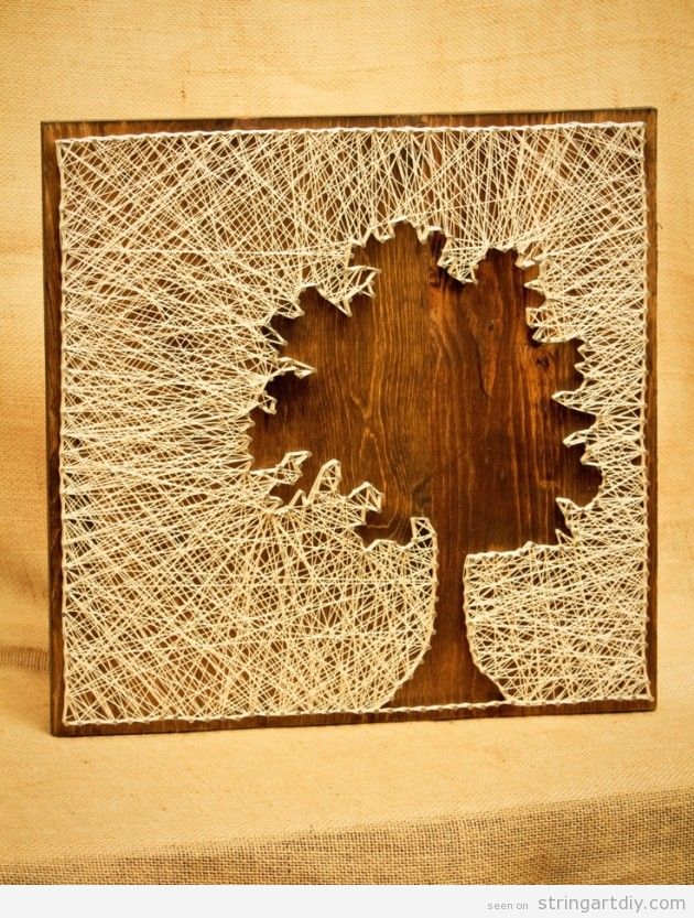 Tree silhouette string art DIY