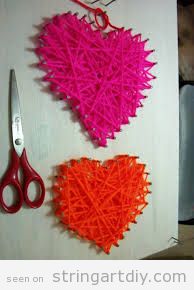 String Art craft for Valentine's Day, easy