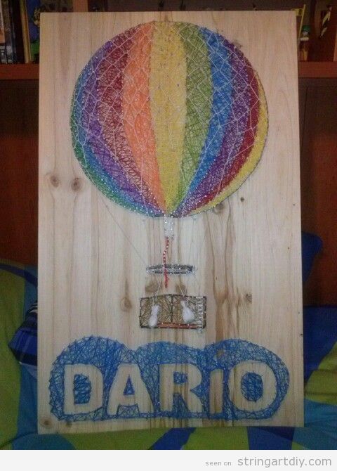 Hot Air Balloon and Dario name String Art