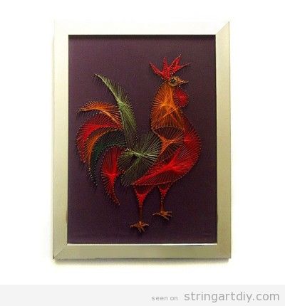 Cock String Art frame, DIY