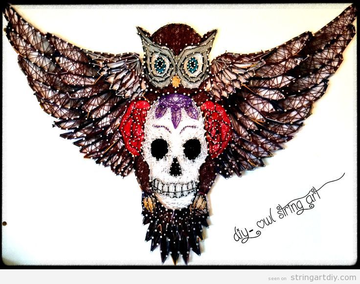 String Art owl and skull