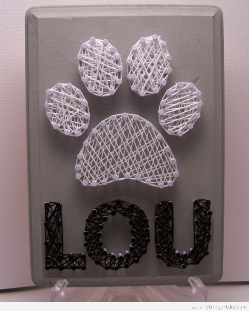 Dog Paw and his name, String Art