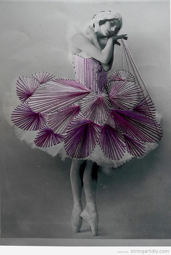 Vintage Ballerina Photos and String art by Jose Romussi