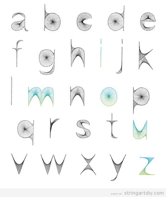 Alphabet Letters String Art free patterns