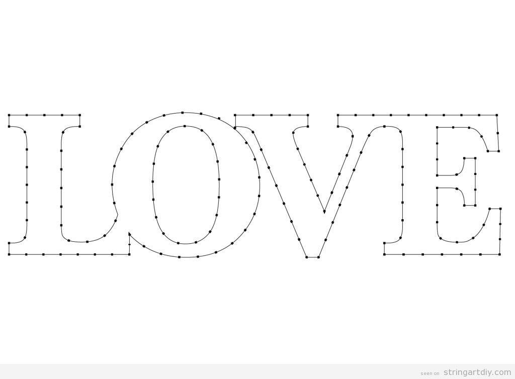 Word LOVE String Art template