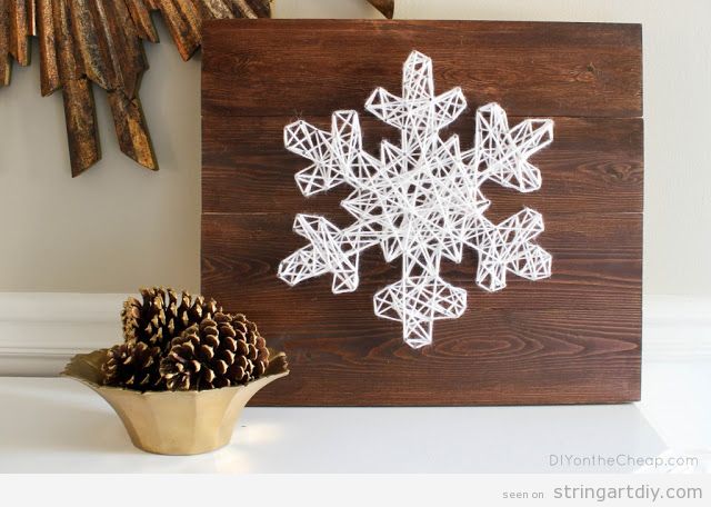 Snowflake String Art DIY tutorial