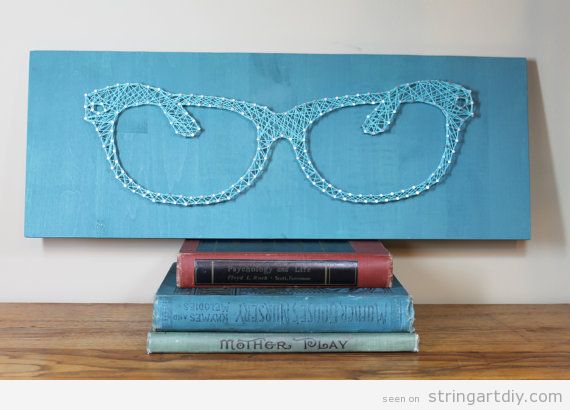 Blue background Glasses String Art DIY