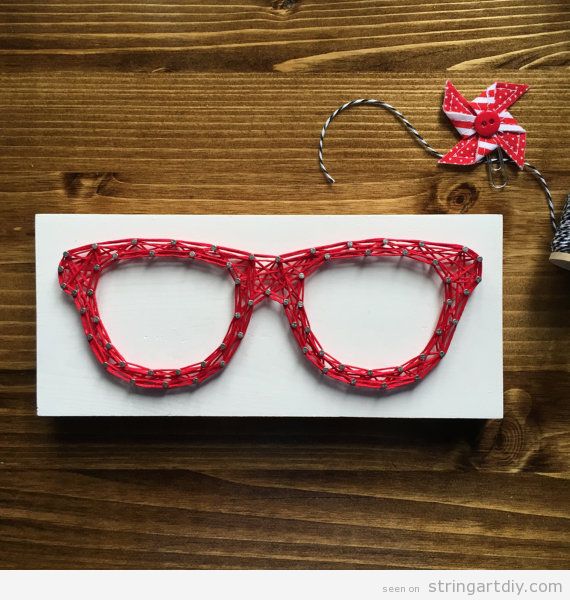 Red Glasses String Art DIY