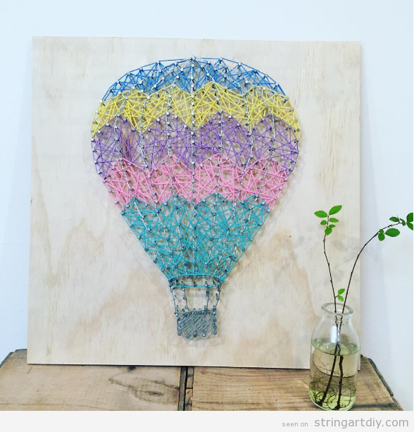 Hot air balloon string art zig-zag print