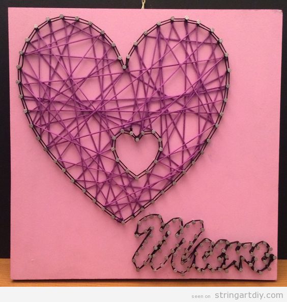 Mother's Day String Art, heart and word mum