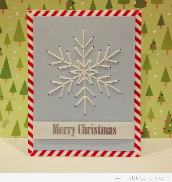 String Art Christmas Card Snowflake
