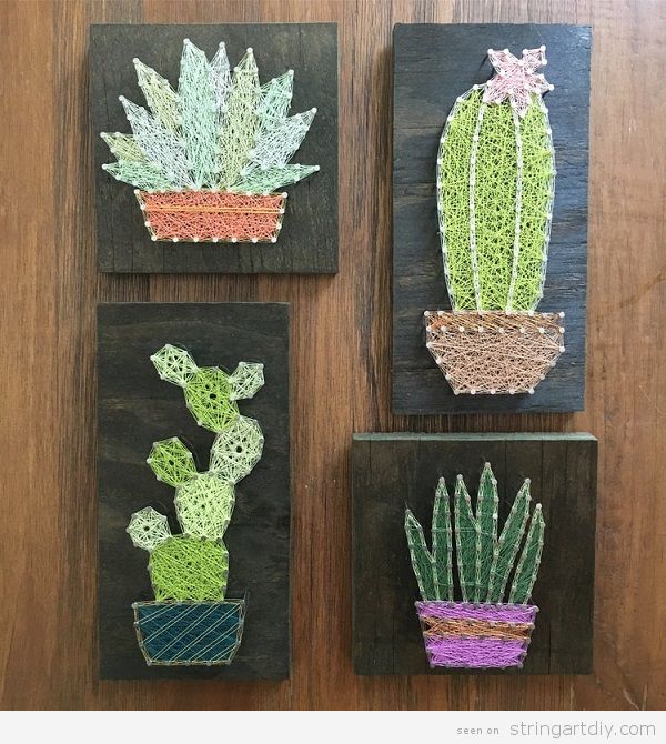 PDF Design DIY String Art Cactus Home Decor Pattern Stencil Cactus String Art Template Cactus