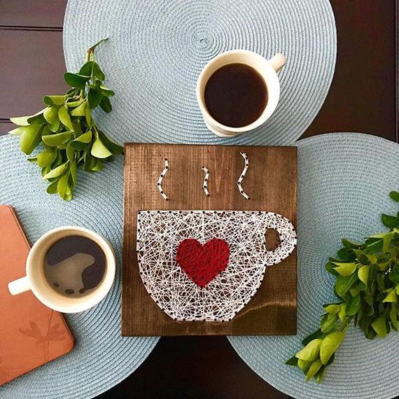 String Art Coffee Heart