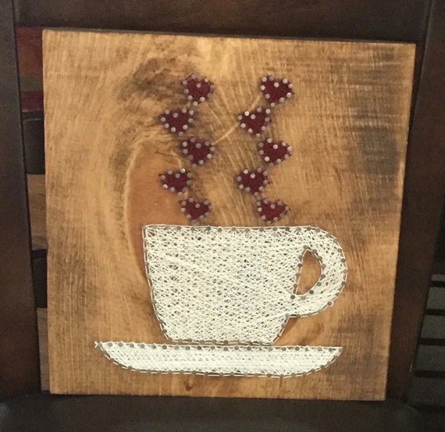 String Art Coffee and hearts