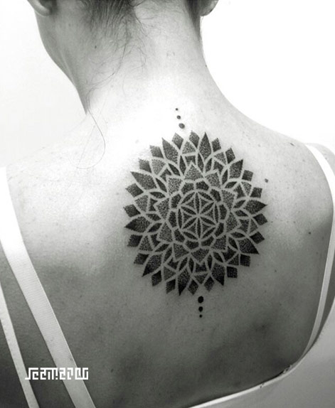 Geometric mandala tattoo back