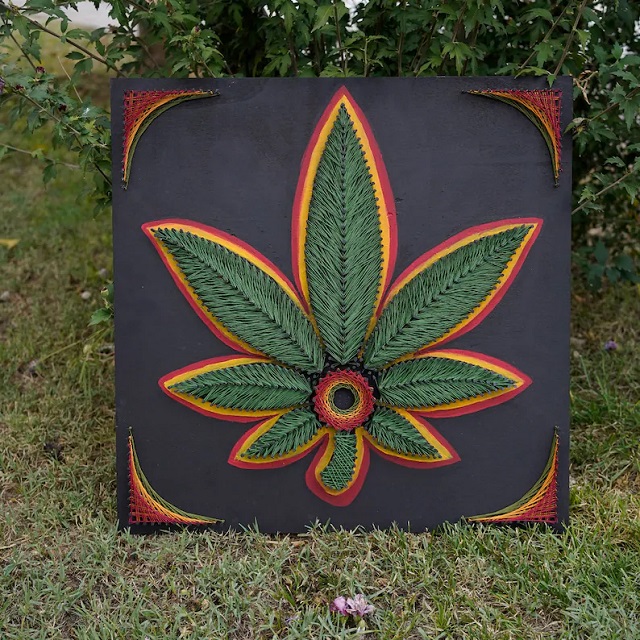 Rastafarian Weed Leaf String Art