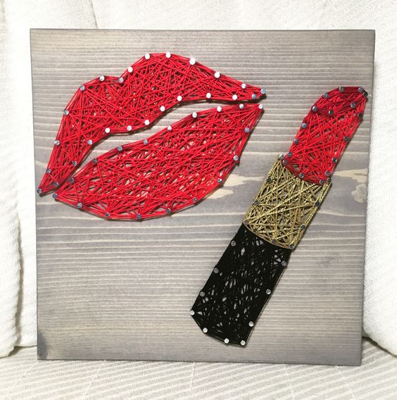 Beauty Salon String Art Lip and lipstick