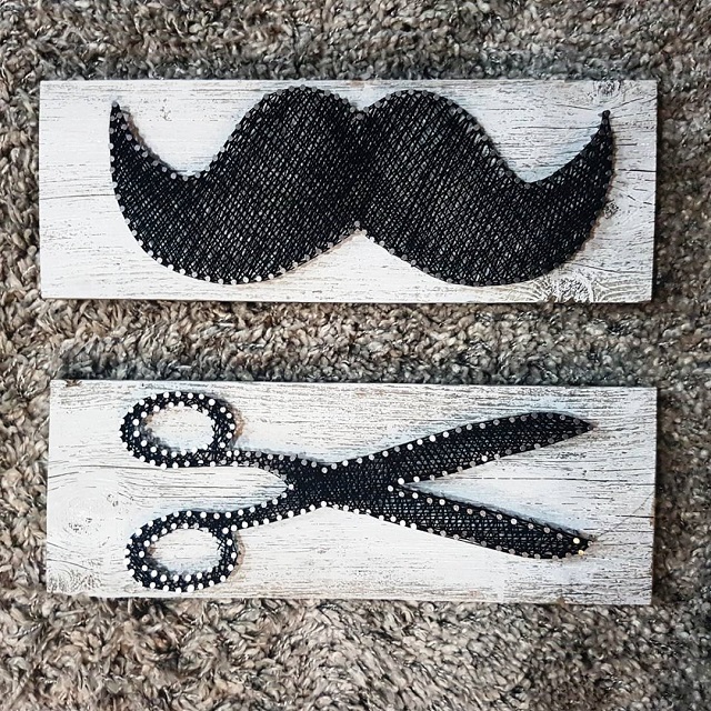 Beauty Salon String Art moustache and scissors